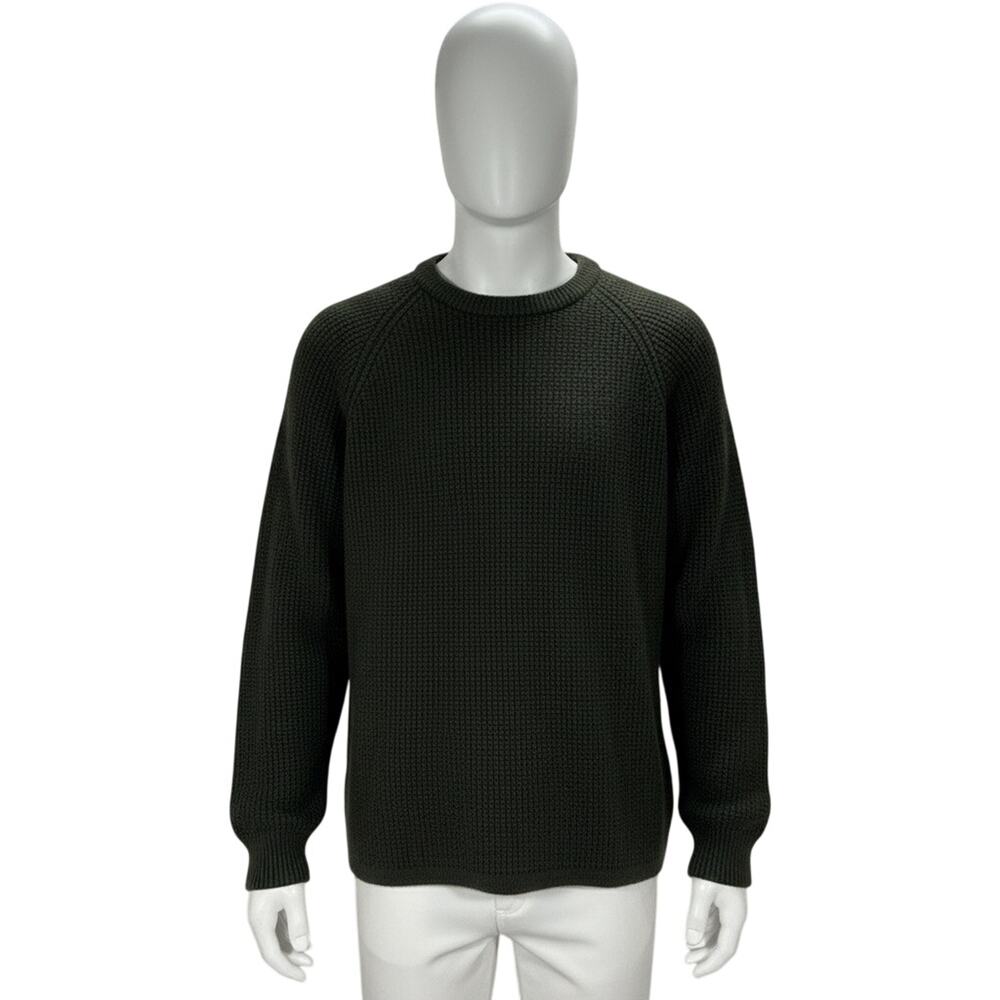 Vtg Abercrombie & Fitch Lambswool Waffle Knit Sweater Mens Medium Forest Green
